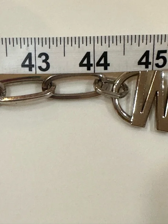 Steve Madden Silver Tone Heavy Chain Belt | Logo Medallion  Adjustable to 44”L - Picture 6 of 8